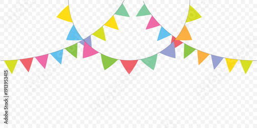 Set of multicolored buntings garlands flags isolated on white background. carnival colored garlands and bunting. confetti festive colorful carnival. Best Design Collection. EPS 10