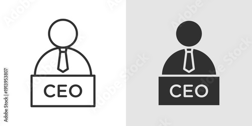 CEO Icon representing executive leadership, corporate management, company direction, strategic decision making, and top level management roles.