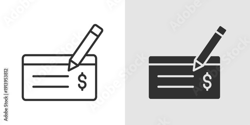 Check Payment Icon representing payments via checks, banking transactions, financial processing, and secure monetary exchanges.