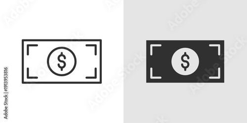 Cash Icon representing physical money, currency handling, financial transactions, cash management, and monetary operations.