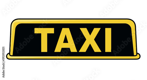 A yellow and black taxi sign on a Transparent Background, indicating transportation services.