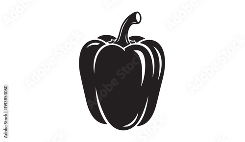 Black Silhouette of a Bell Pepper on White Background - Stock Media