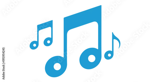 Blue musical notes on Transparent Background, symbolizing harmony and melody in music composition and performance.