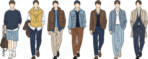 Set of outdoor technical accessories including tactical backpack, balaclava masks, beanies, caps, socks, sunglasses and tote bags cad drawing flat vector illustration