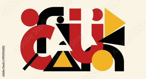 Vibrant abstract geometric forms in a dynamic composition, creating a unique visual language reminiscent of modern typography and artistic expression