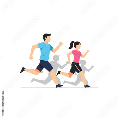 Couple Running Together, Fitness, Healthy Lifestyle, Sport, Outdoor Activity