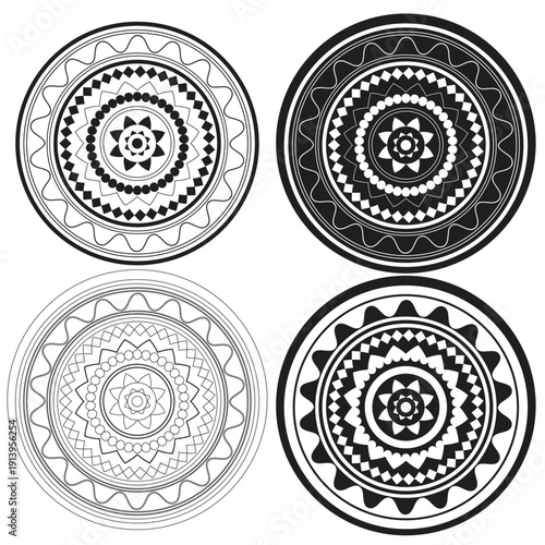 A collection of circles with patterns
