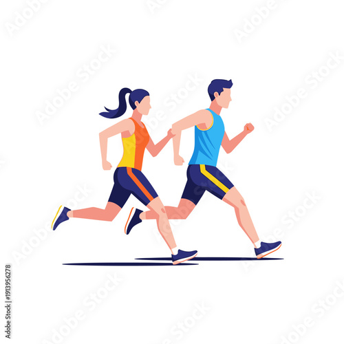 Couple Running Together, Fitness Couple, Marathon Training, Healthy Lifestyle, Sports Activity
