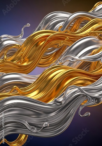 Wallpaper Mural Opulent streams of liquid gold and silver swirling in artistic design Torontodigital.ca