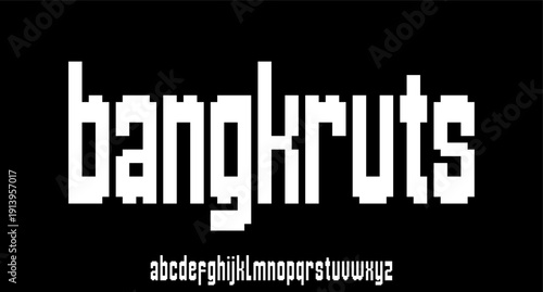 UNIQUE display font PIXEL 8 BIT RETRO VINTAGE MODERN typeface ALPHABET SET