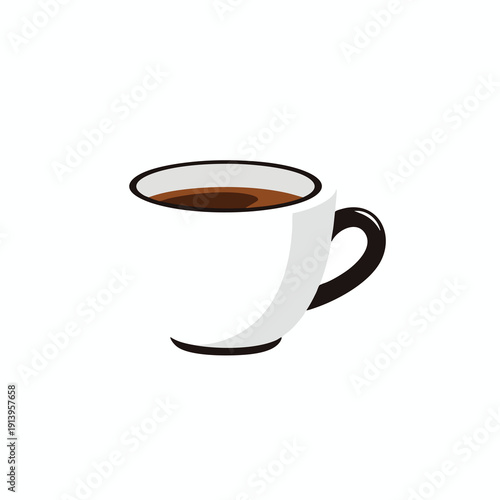 White Coffee Mug with Black Handle