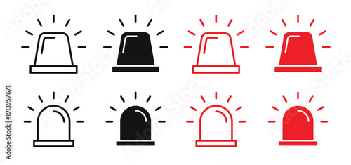 Siren icon. Emergency light icon vector set illustration