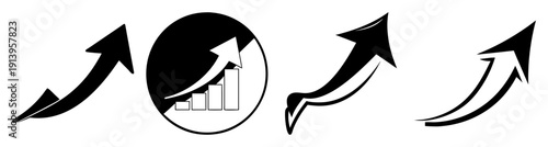 Business growth success concept with upward arrows and city skyline target goal achievement vector illustration