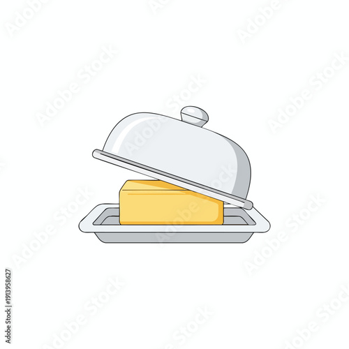 Cloche with Yellow Food Illustration