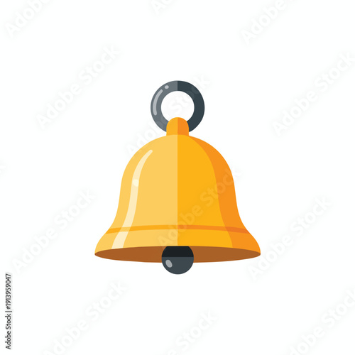 Golden Bell Icon on White Background