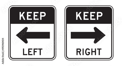Keep left and right direction signs with arrows on Transparent Background, vector illustration for navigation and guidance.