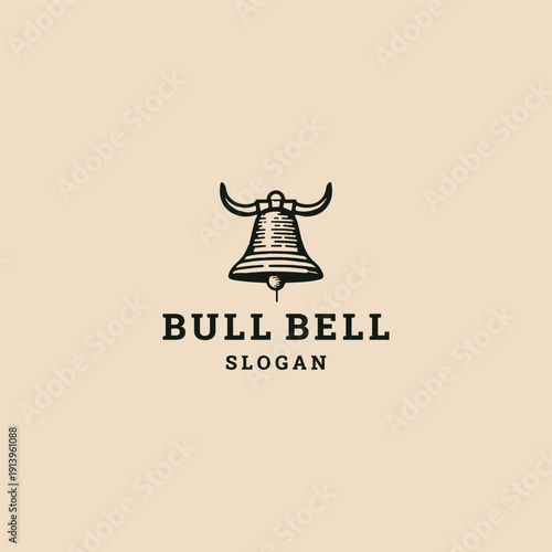 Bull bell logo template vector illustration design