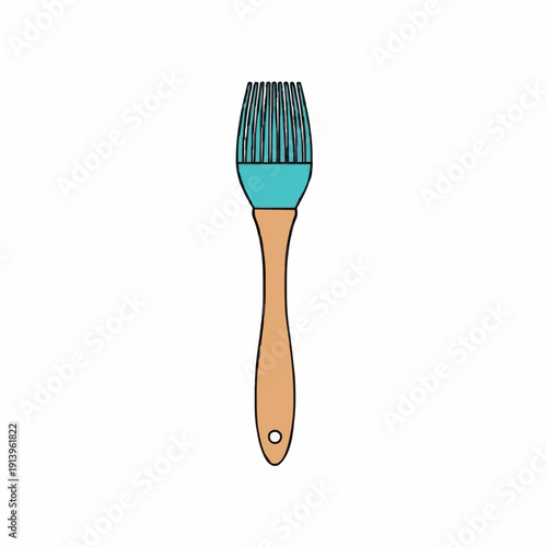 A Silicone Pastry Brush with a Wooden Handle Isolated on a White Background for Culinary Use