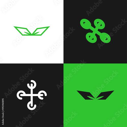 Minimalist Drone Logo Bundle Set – Simple Modern Aerial Technology Brand Identity Collection
