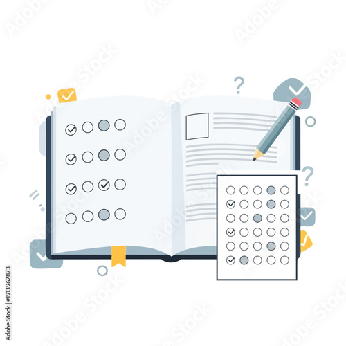 Educational Workbook and Pencil for Learning and Studying