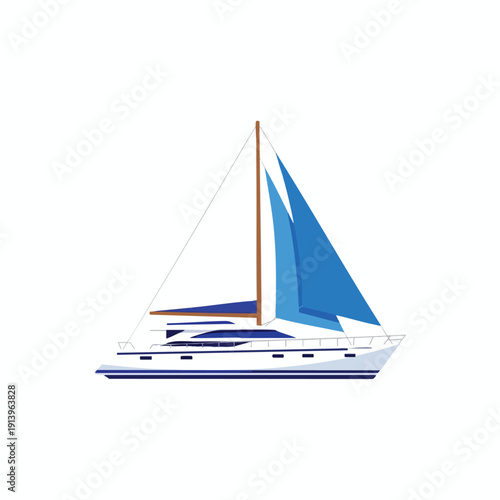 Elegant Sailing Boat on Calm Waters for Travel and Adventure Themes
