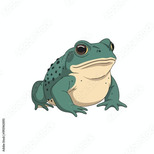 Cartoon style Green Frog Illustration for Nature and Wildlife Themes