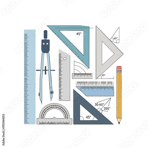 Professional Geometric Drawing Tools Set for Architects and Designers
