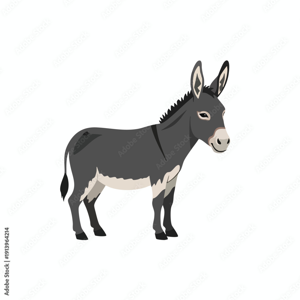 Fototapeta premium Adorable Cartoon Donkey Illustration for Educational or Commercial Use