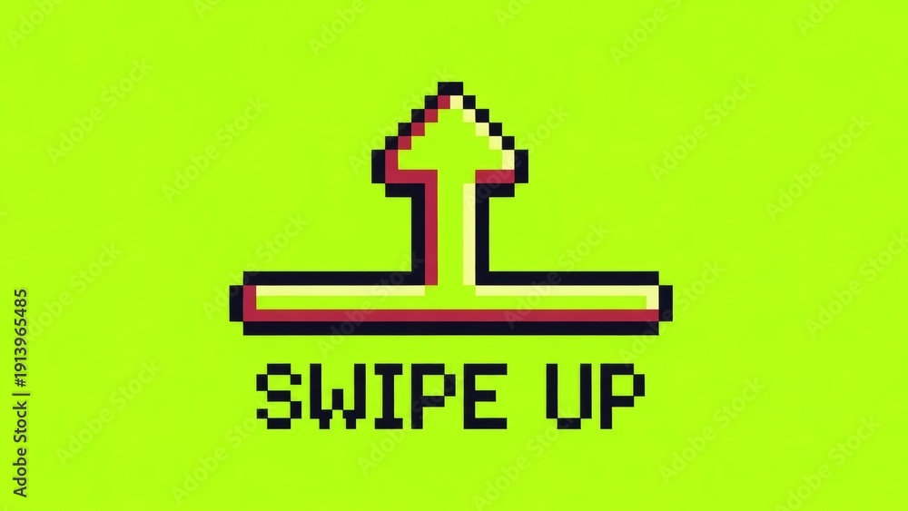Naklejka premium Pixel Art Swipe Up Arrow Icon.