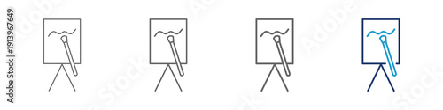 Painting icon with multiple thick lines and blue color for web and illustration design with a canvas.