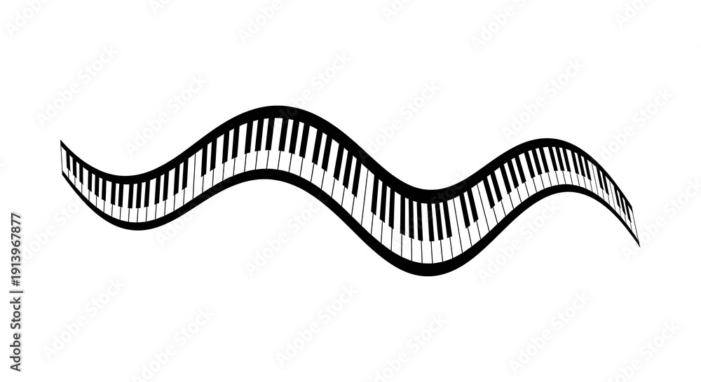 Fototapeta premium Creative music concept with distorted piano keys in wave shape