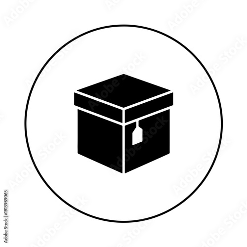 Lost and Found Round Sign Icon, Black and White Vector Pictogram