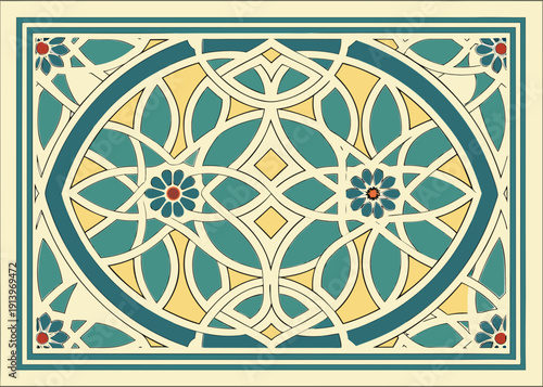 Intricate geometric patterns in vibrant shades of blue and green create a mesmerizing design. isolated on transparent background, isolated on white background, Vector