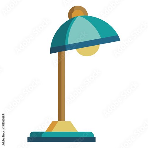 Modern desk lamp with colorful shade on wooden stand