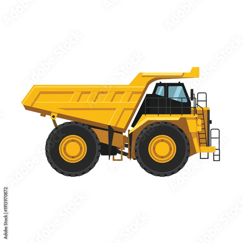 Heavy-duty yellow mining dump truck for large-scale construction and excavation projects, powerful vehicle for industrial transport
