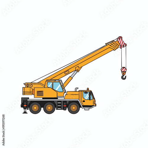 Yellow Mobile Crane Truck Illustration