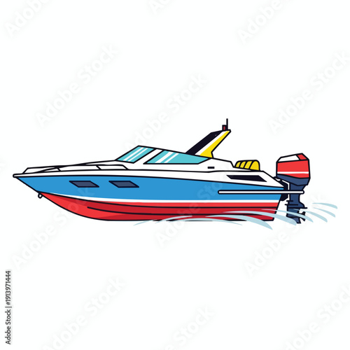 Speedboat in Motion on Water