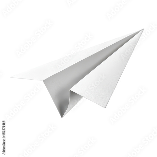 Folded paper airplane 3D with transparent background