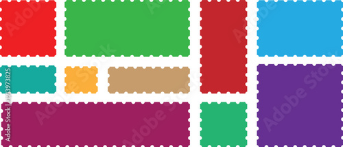 Colorful Postage Stamp Frames Collection – Modern Rectangle Border Set