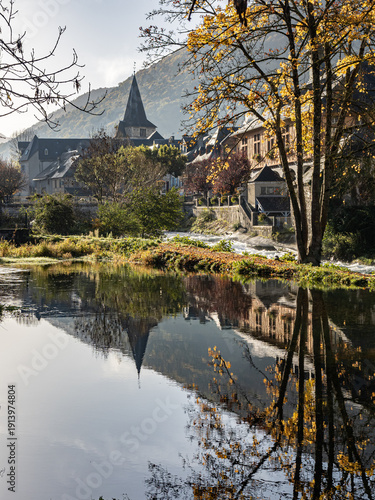 The town of Arreau, located in the Hautes-Pyrénées department, in the Midi-Pyrénées region, in the Aure Valley and the Louron Valley