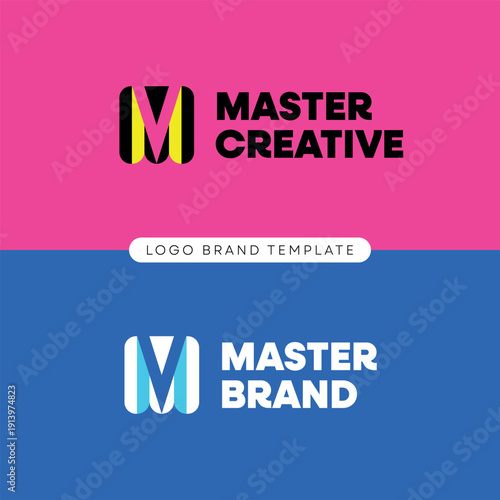 Concept set of brand logo M templates with text for a start-up, creative agency, business, technology company, private entrepreneur