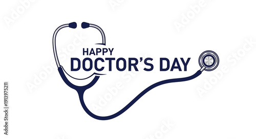 Happy Doctors Day celebration with stethoscope and text on transparent background