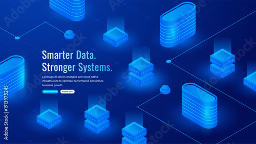 Technology Network Infrastructure Isometric Background