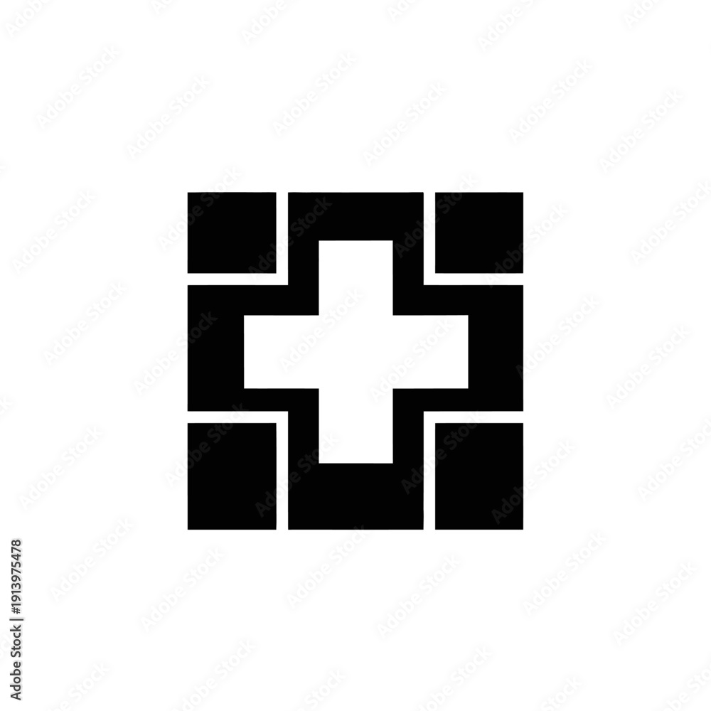 Fototapeta premium Abstract Medical Cross Symbol, Healthcare Icon, Health Care, Medicine, Pharmacy, Hospital, Clinic, First Aid
