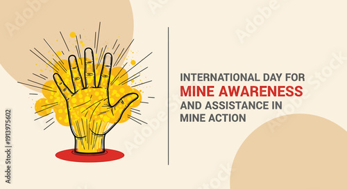 International Day for Mine Awareness and Assistance in Mine Action campaign poster with hand