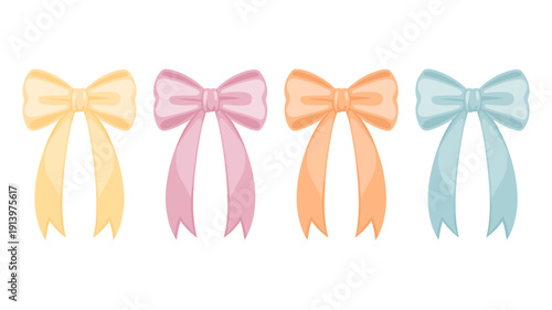 Colorful ribbons in pastel shades for decoration and design  bows