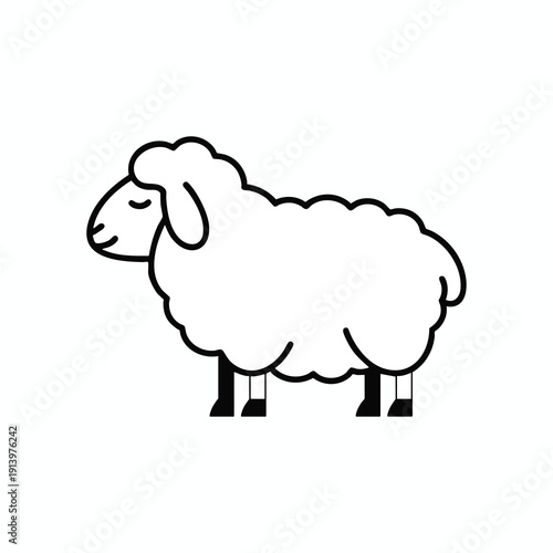 Charming Illustration of a Calm Sheep in Minimalist Style for Nature and Animal Content