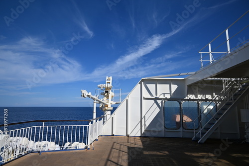 The ocean view from the top of the deck on the ferry of the Otaru Maiduru trip in Hokkaido Japan