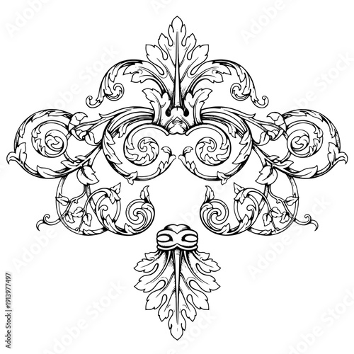 Exquisite Baroque Scrollwork and Filigree Ornamentation, Vintage Floral Swirls and Flourishes