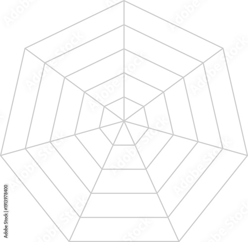 七角形のレーダーチャートの背景、クモの巣状のグラフ